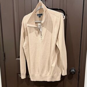 Karen Scott Beige Zip-Up Turtleneck Sweater